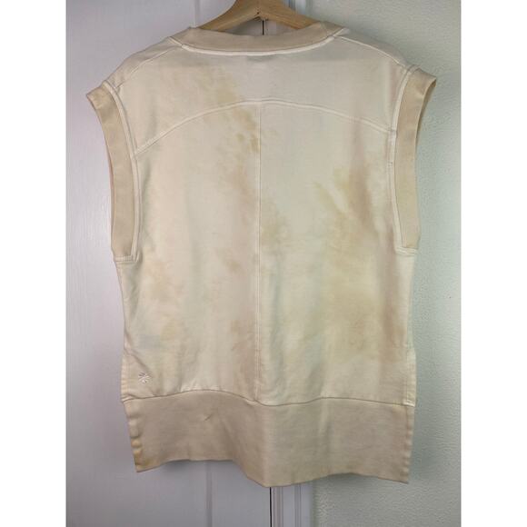 Athleta Women's Size S Cream Tie Dye Cotton Blend V-Neck Sleeveless Sweatshirt - Picture 4 of 8